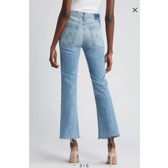MOTHER Superior The Tripper Flood Fray Jeans Left in Dust Flare Denim Blue 26 - Picture 13 of 17